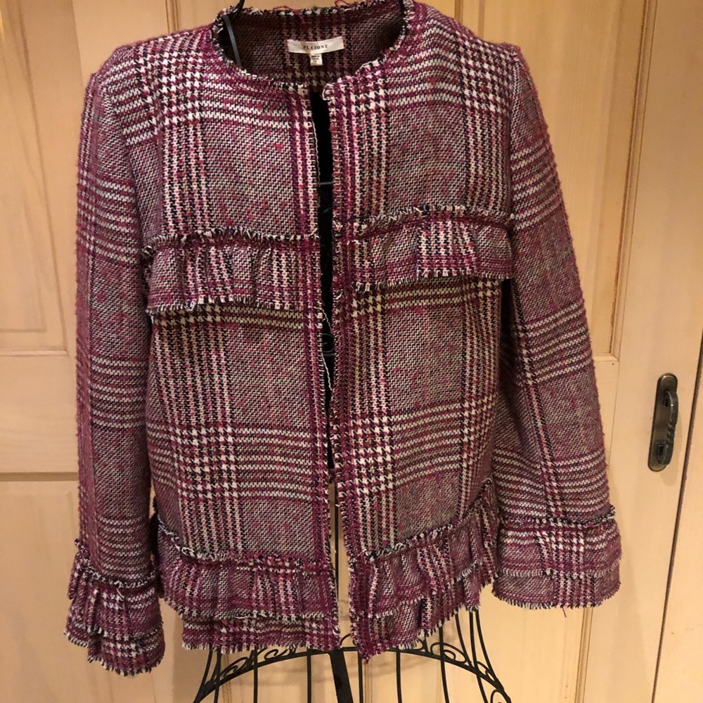 PLEIONE BLAZER RUFFLES PLAID GORGEOUS